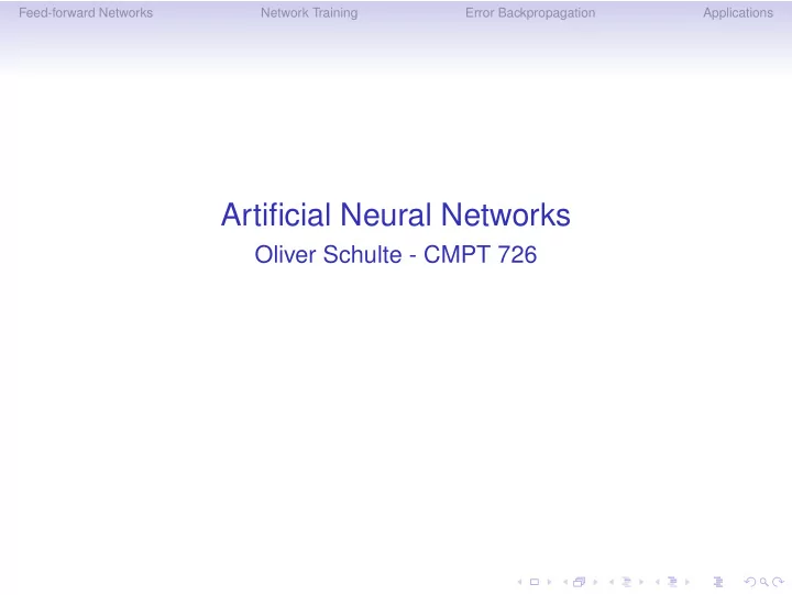 artificial neural networks