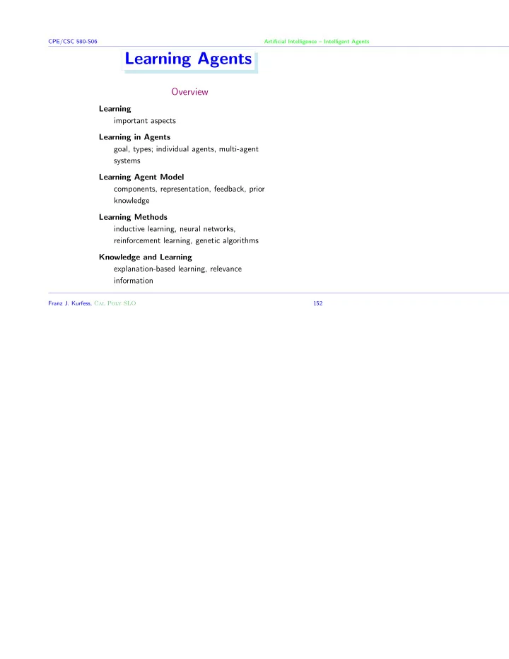 learning agents