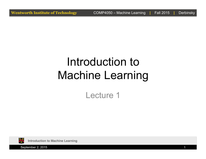 introduction to machine learning