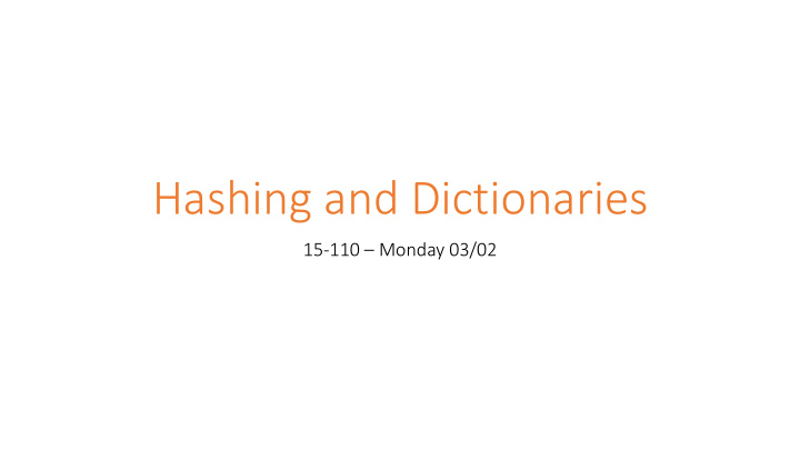 hashing and dictionaries
