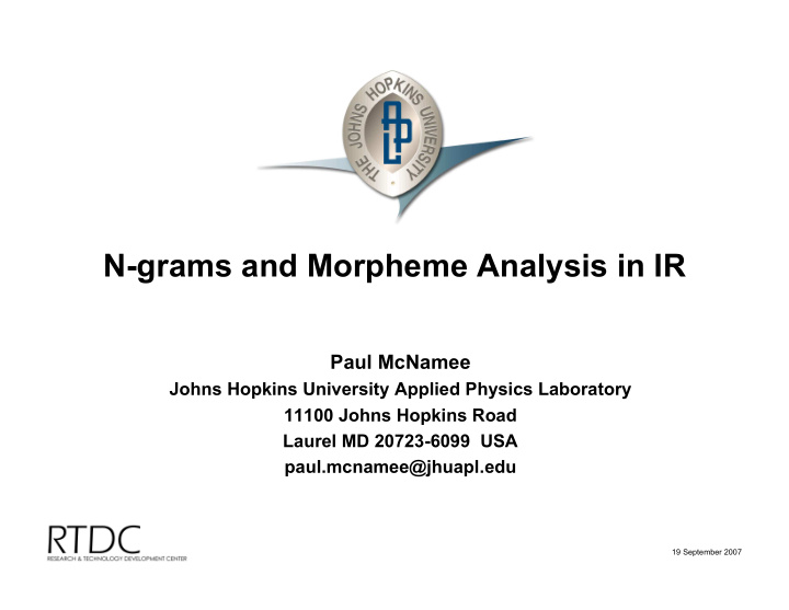 n grams and morpheme analysis in ir
