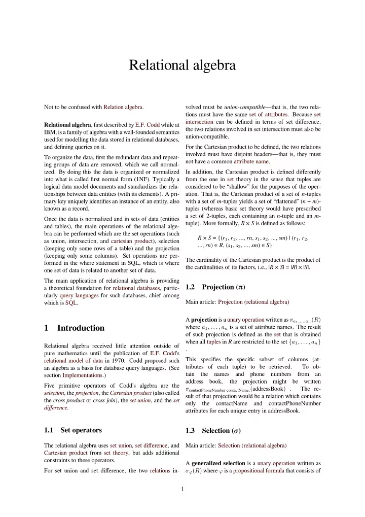 relational algebra