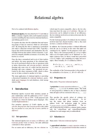Relational algebra tuple). More formally, R  S is defined as follows:  tain  To ob-  tributes of