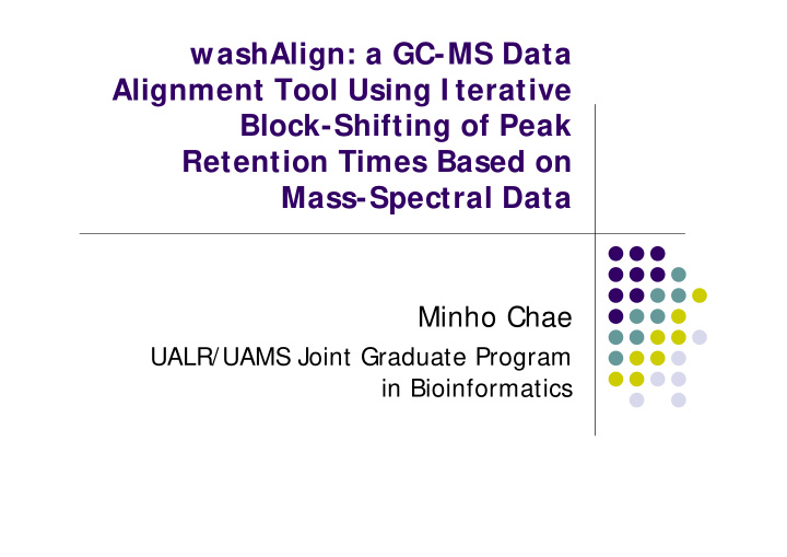 washalign a gc ms data alignment tool using i terative