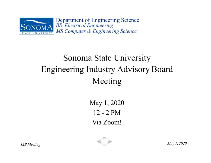 sonoma state university engineering industry advisory