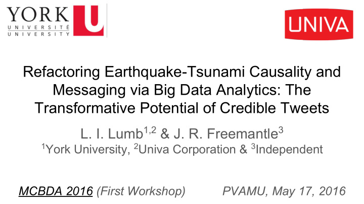 refactoring earthquake tsunami causality and messaging