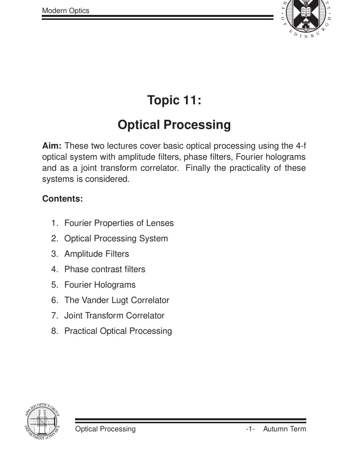 topic 11 optical processing