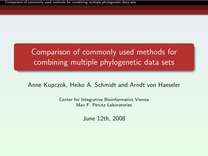 comparison of commonly used methods for combining