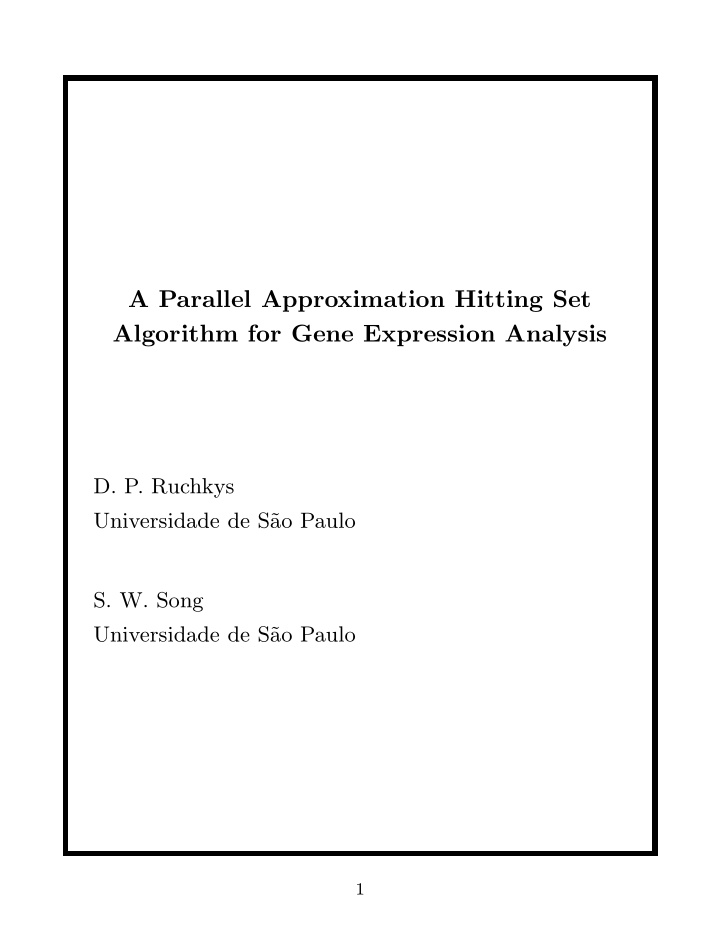 a parallel approximation hitting set algorithm for gene