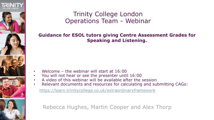 trinity college london operations team webinar