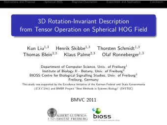 3D Rotation-Invariant Description  from Tensor Operation on Spherical HOG Field Kun Liu 1 , 3