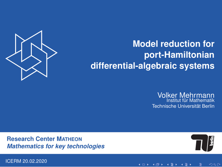 model reduction for port hamiltonian differential