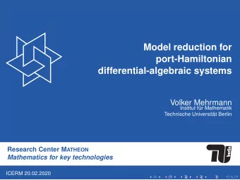 Model reduction for  port-Hamiltonian  differential-algebraic systems  Volker Mehrmann  Institut
