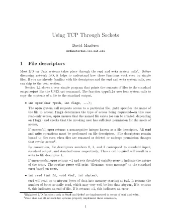 Using  TCP  Through  So  c  k  ets  Da  vid  Mazi    eres  dm@amsterdam.lcs.mit.edu  1  File