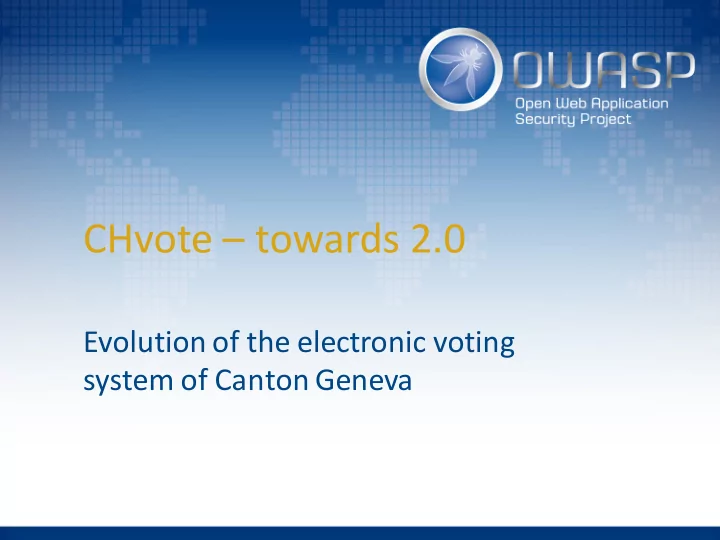 chvote towards 2 0