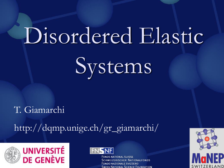 disordered elastic systems