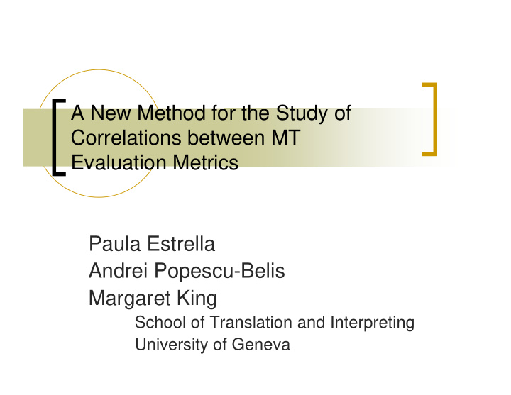 a new method for the study of correlations between mt