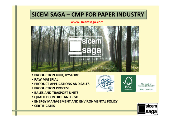 sicem saga cmp for paper industry