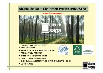 SICEM SAGA  CMP FOR PAPER INDUSTRY  www. sicemsaga.com  PRODUCTION UNIT, HYSTORY  RAW