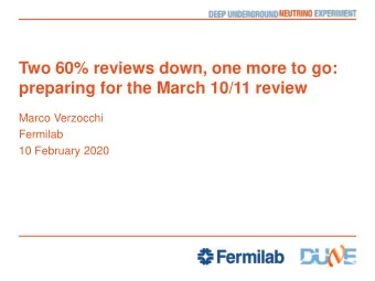 Two 60% reviews down, one more to go:  preparing for the March 10/11 review  Marco Verzocchi