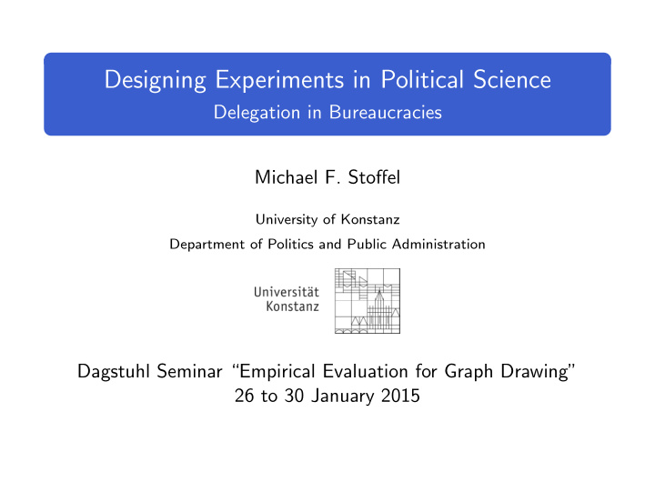designing experiments in political science