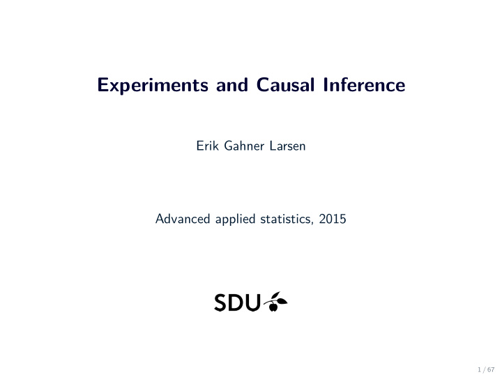 experiments and causal inference