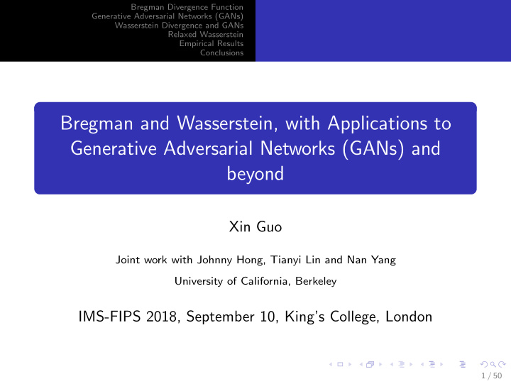 bregman and wasserstein with applications to generative