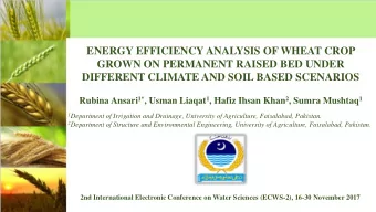 GROWN ON PERMANENT RAISED BED UNDER  DIFFERENT CLIMATE AND SOIL BASED SCENARIOS Rubina Ansari 1* ,