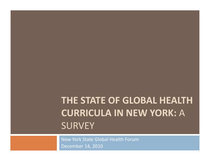 the state of global health curricula in new york a survey