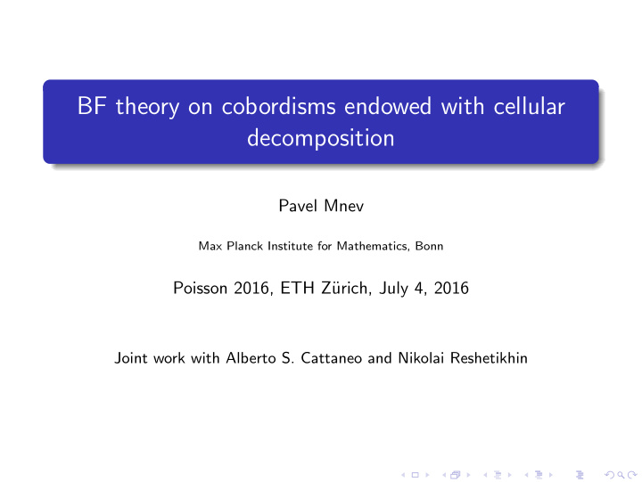 bf theory on cobordisms endowed with cellular