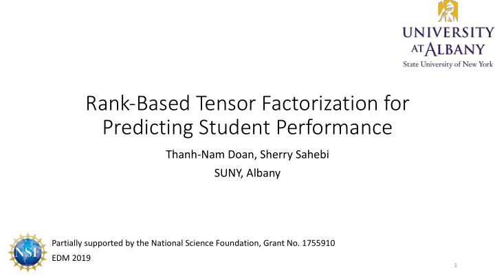rank based tensor factorization for predicting student
