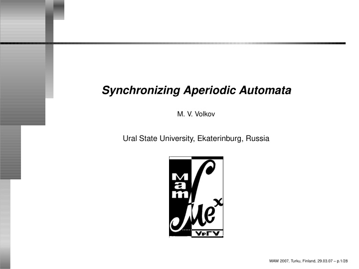 synchronizing aperiodic automata