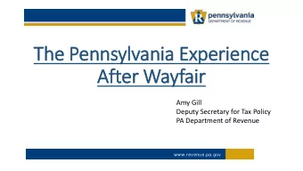 The P  e Penn  nnsylvan  ania E  a Exper  perien  ence  ce  Af  After  er W  Wayfai  air  Amy Gill