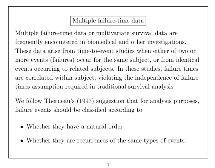 multiple failure time data multiple failure time data or