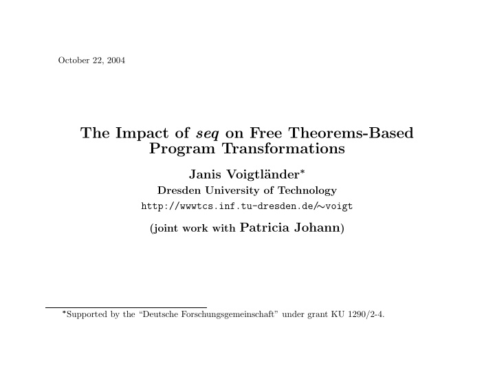 the impact of seq on free theorems based program