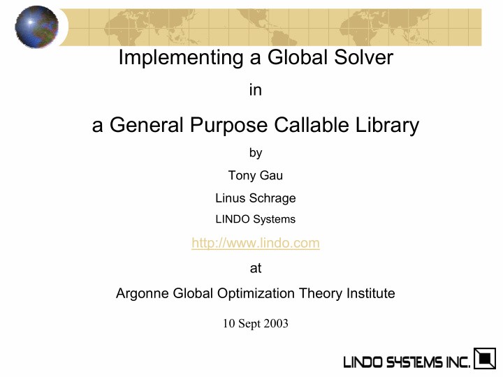 implementing a global solver