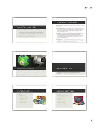 17-11-14    Todays Goals/Invitations  Collaboration - Explore/play with the