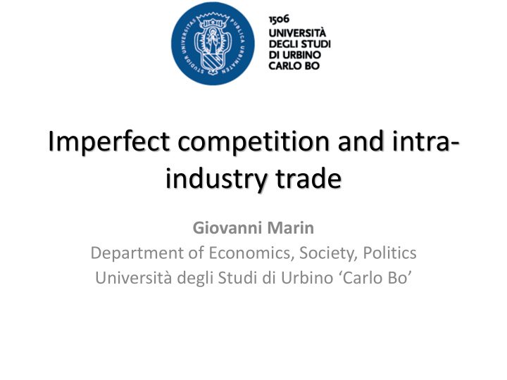 imperfect competition and intra