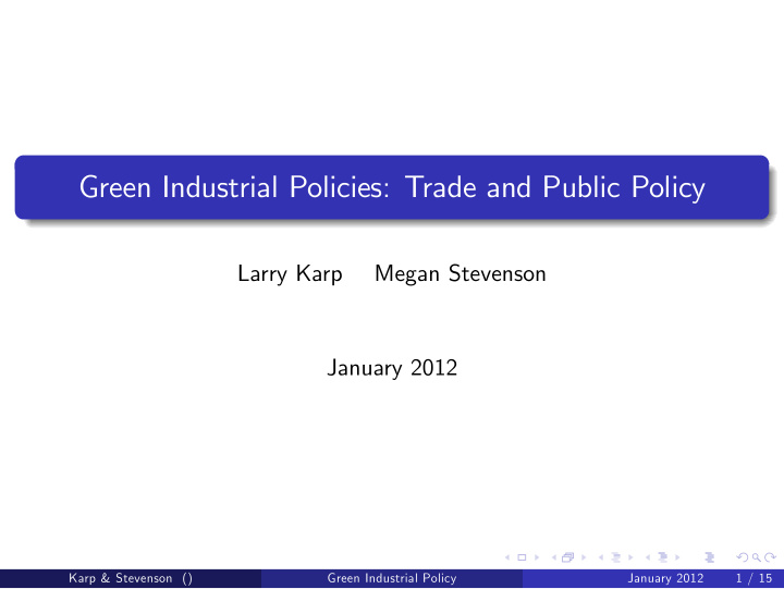 green industrial policies trade and public policy