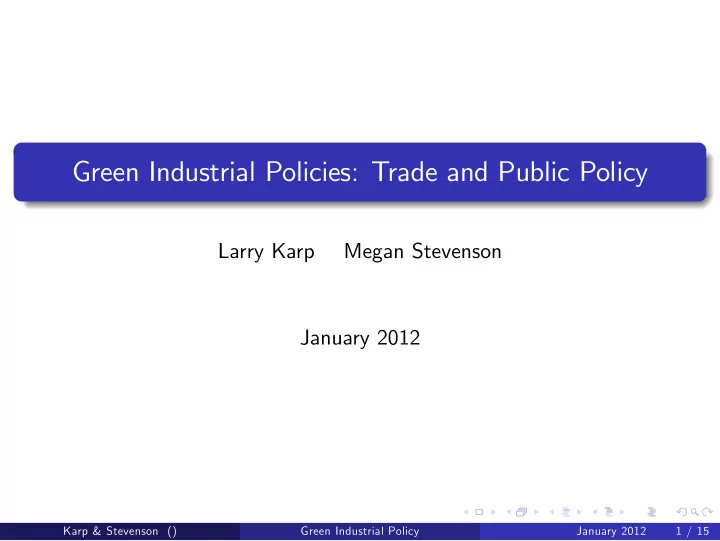 green industrial policies trade and public policy