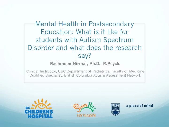 mental health in postsecondary education what is it like