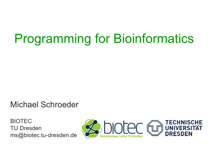 programming for bioinformatics