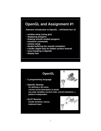 OpenGL and Assignment #1  Intensive introduction to OpenGL  whirlwind tour of:  window setup