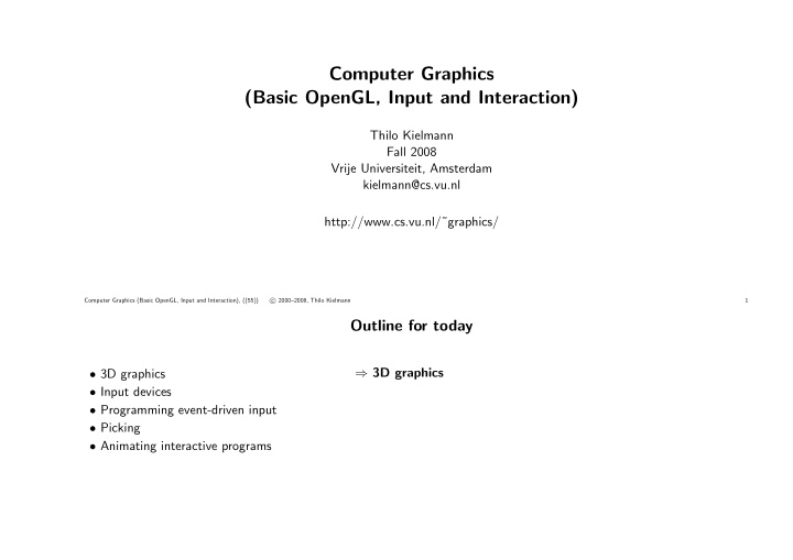 computer graphics basic opengl input and interaction