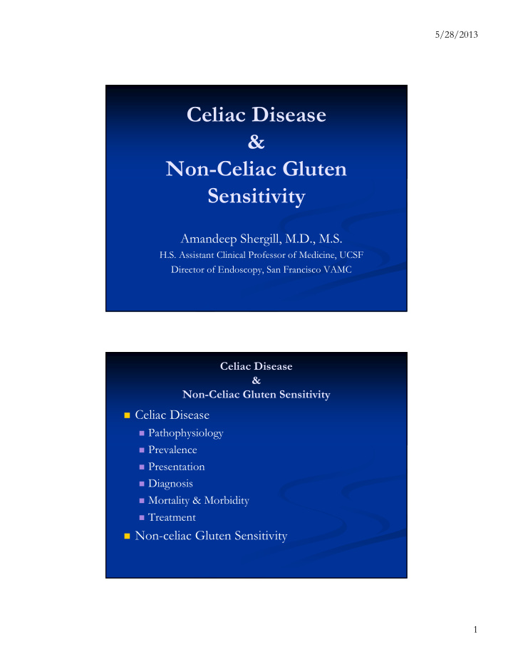 celiac disease non celiac gluten sensitivity