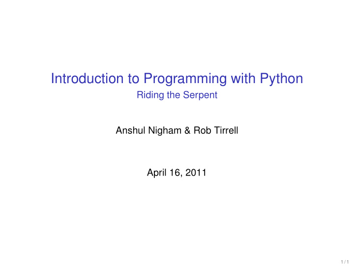 introduction to programming with python