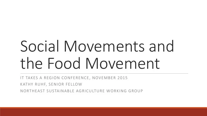 social movements and the food movement