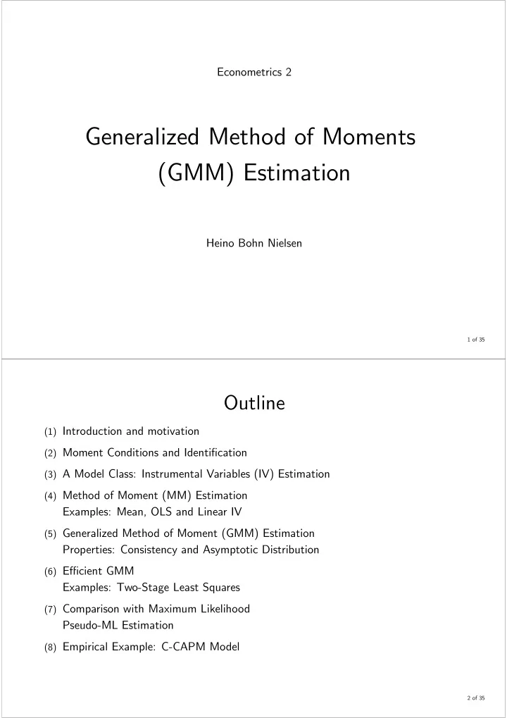 generalized method of moments gmm estimation