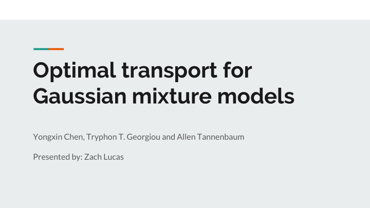 optimal transport for gaussian mixture models