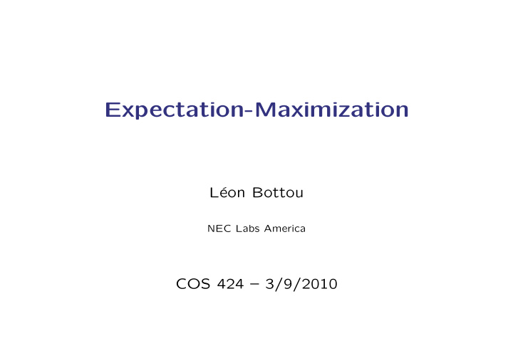 expectation maximization